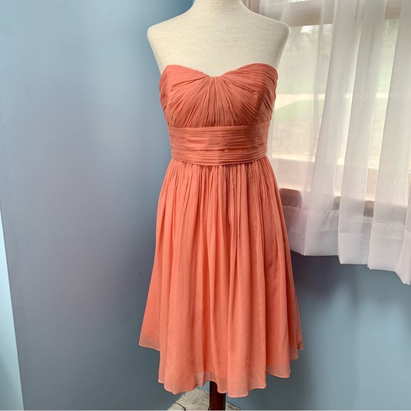 J. Crew Dresses & Skirts - J. Crew Peach Silk Chiffon Strapless Dress